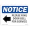 Signmission Sign, 7" H, Rigid Plastic, Please Ring Door Bell For Service Sign, Landscape, L-17580 OS-NS-P-710-L-17580 - alternate 1